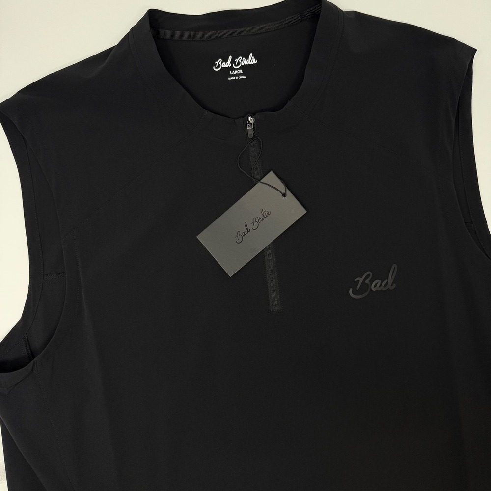 Bad Birdie Mens Black LW‎ Vest 1/4 Zip Golf Performance Sleeveless Large NEW